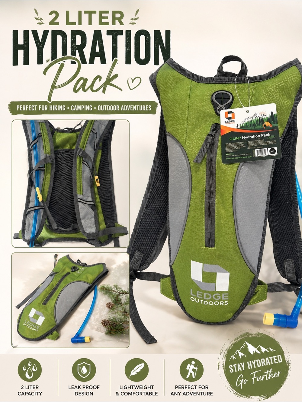2L Green Hydration Pack